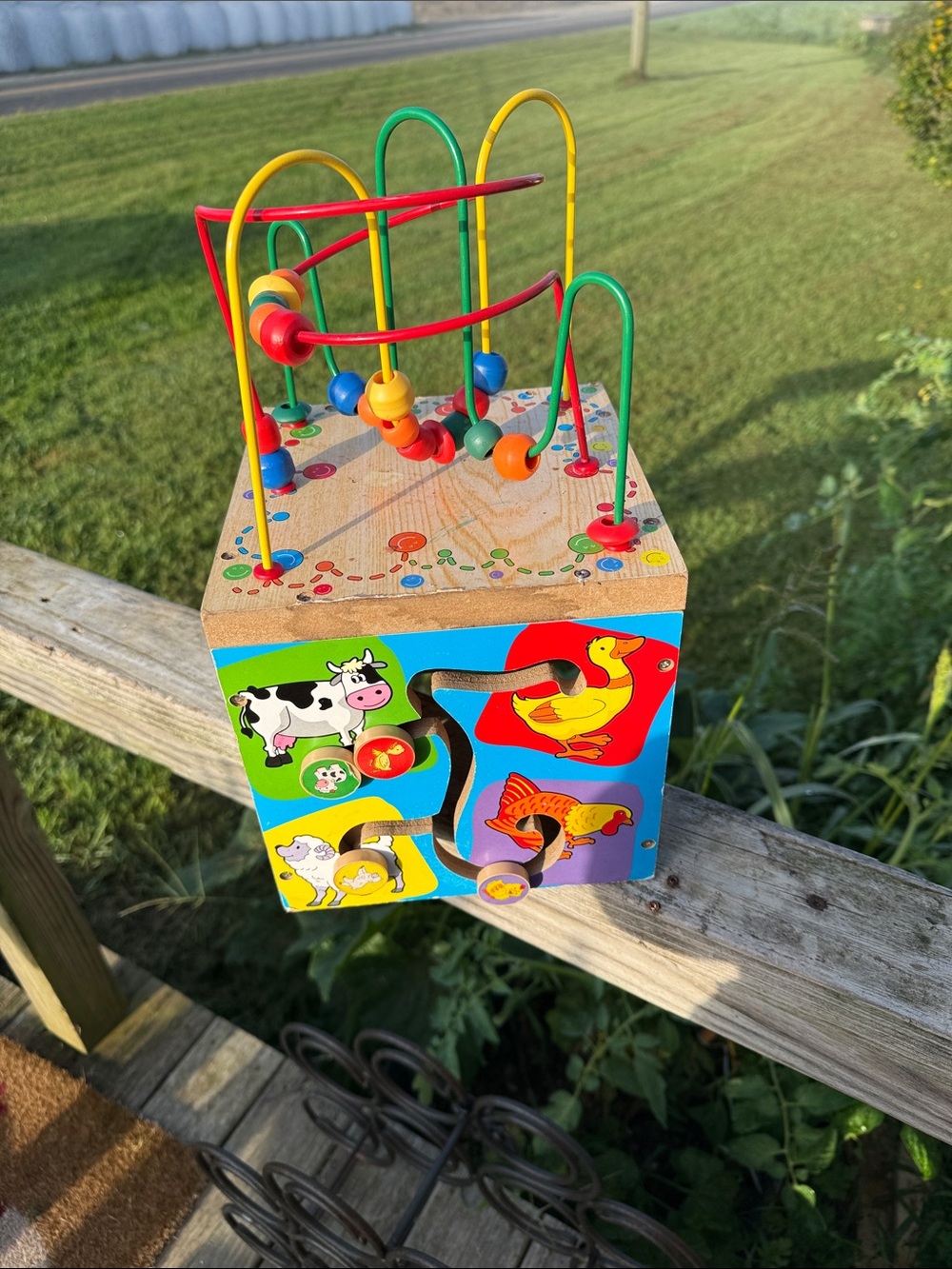 Wooden Multi-Activity Bead Maze Cube - Colorful Kids Toy